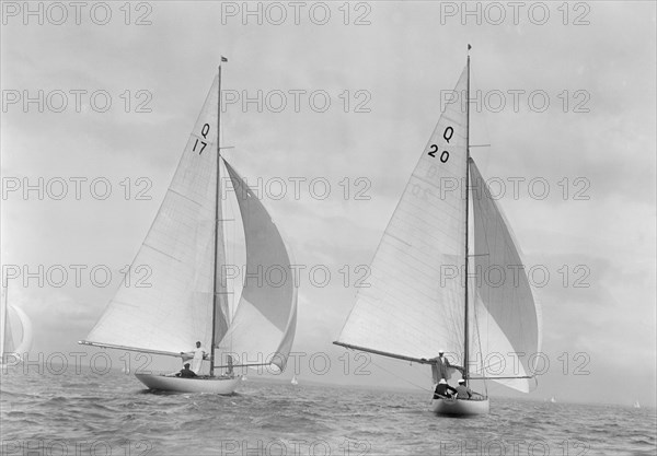 The 6 Metre class 'Coral' (17) and 'Fintra' (20), 1936. Creator: Kirk & Sons of Cowes.