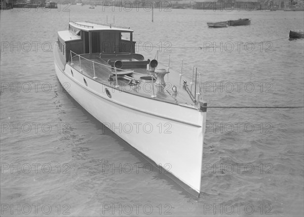 A 45 ft Wolseley cabin launch. Creator: Kirk & Sons of Cowes.