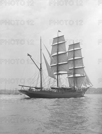 The 135 ft barque sailing ship 'Modwena', 1911. Creator: Kirk & Sons of Cowes.