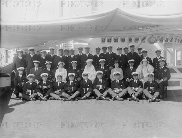 King George V and Queen Mary on board 'HMY Victoria and Albert', 1933.  Creator: Kirk & Sons of Cowes.