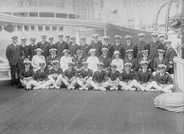 King George V and Queen Mary on board 'HMY Victoria and Albert', 1935. Creator: Kirk & Sons of Cowes.