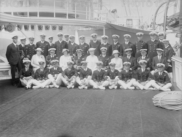 King George V and Queen Mary on board 'HMY Victoria and Albert', 1935. Creator: Kirk & Sons of Cowes.