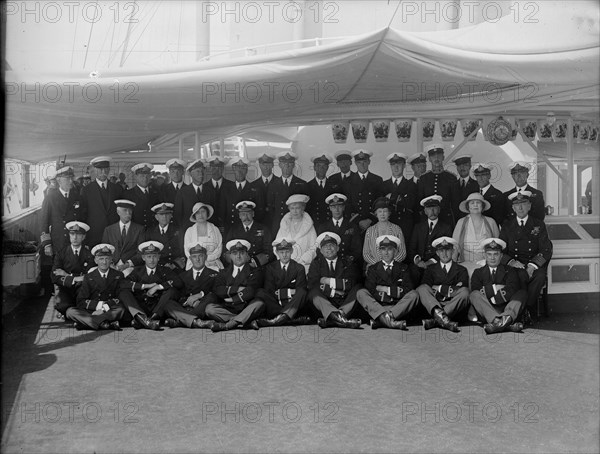 King George V and Queen Mary on board 'HMY Victoria and Albert', 1933. Creator: Kirk & Sons of Cowes.