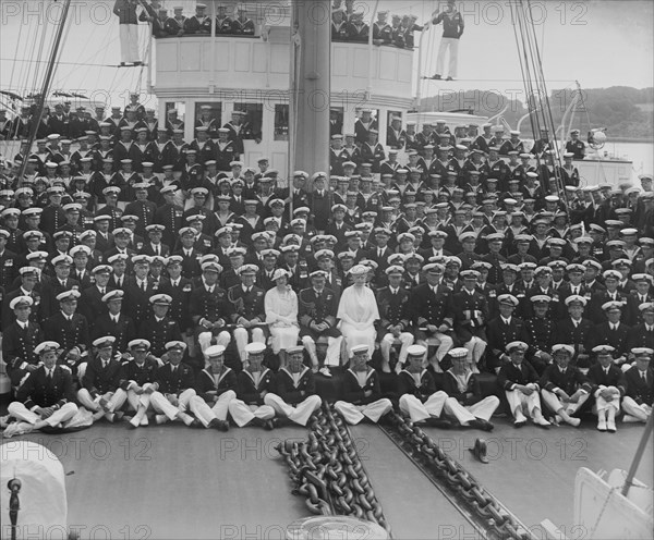 King George V and Queen Mary on board 'HMY Victoria and Albert', 1935. Creator: Kirk & Sons of Cowes.