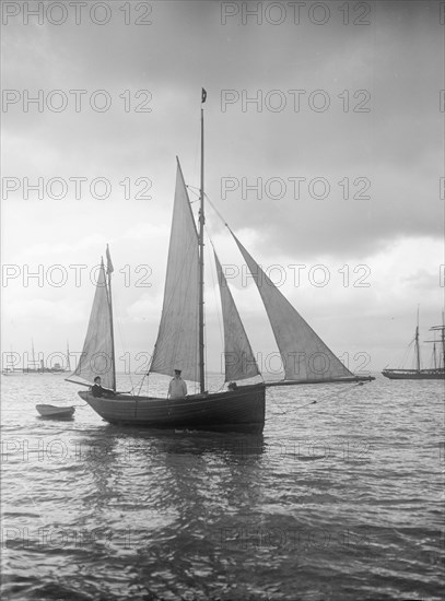 Small yawl under sail, 1912. Creator: Kirk & Sons of Cowes.