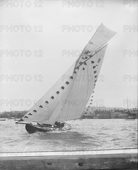 The cutter 'Mazurka' sailing close-hauled. Creator: Kirk & Sons of Cowes.