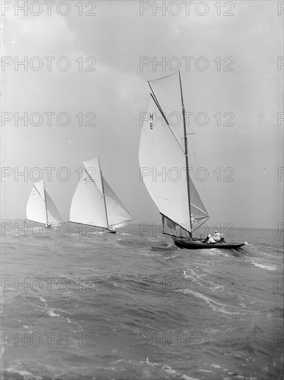 The 6 Metre class 'The Truant', 'Antwerpia IV' and 'Spero', 1912. Creator: Kirk & Sons of Cowes.