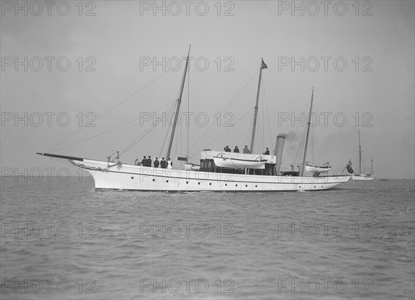 The steam yacht 'Sea Snake' 1911. Creator: Kirk & Sons of Cowes.