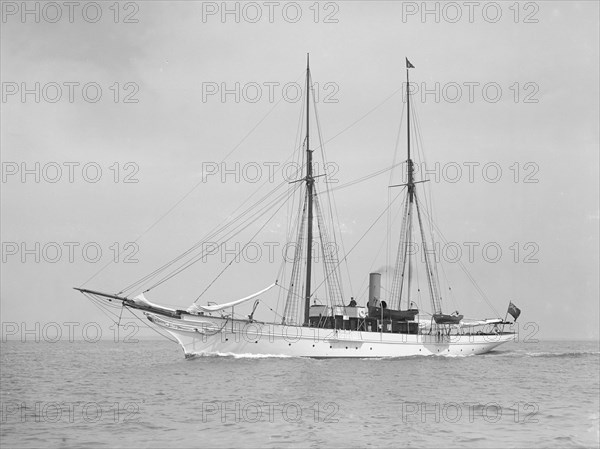 The steam yacht 'Priscilla' under way, 1913. Creator: Kirk & Sons of Cowes.