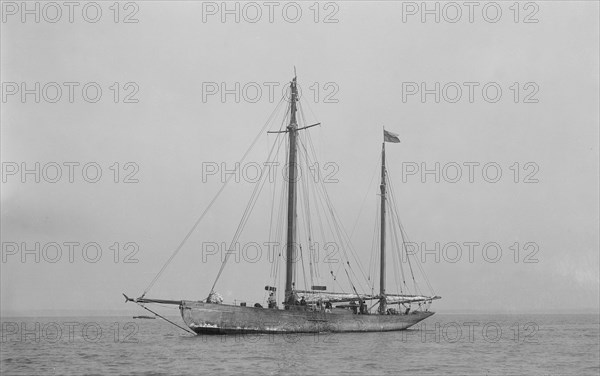 The ketch 'Ficha' at anchor, 1922. Creator: Kirk & Sons of Cowes.