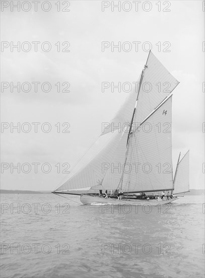 The yawl 'Celia' under way, 1913. Creator: Kirk & Sons of Cowes.