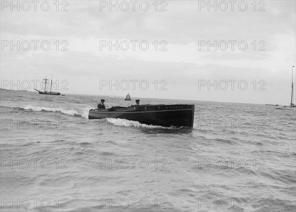 Motor launch 'Nitsu' under way, 1912. Creator: Kirk & Sons of Cowes.