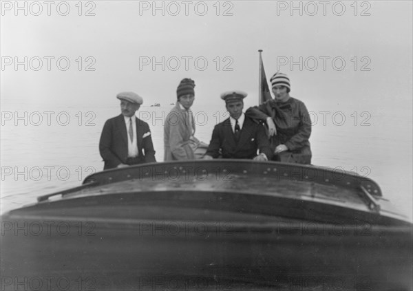 A group onboard sea sled 'Miss England', 1922. Creator: Kirk & Sons of Cowes.