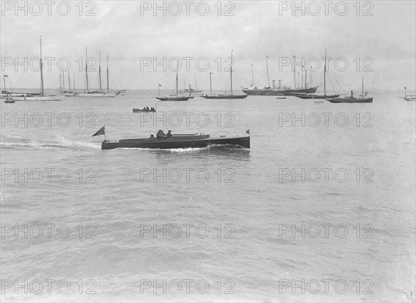 Motor launch 'Roley Poley' under way, 1920. Creator: Kirk & Sons of Cowes.