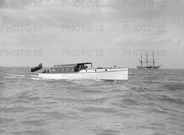 A 45 ft Wolseley cabin launch. Creator: Kirk & Sons of Cowes.