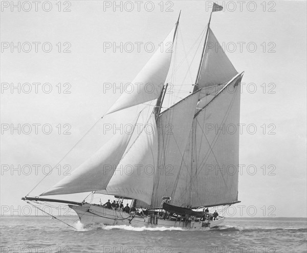 The schooner 'Astria' sailing close-hauled. Creator: Kirk & Sons of Cowes.