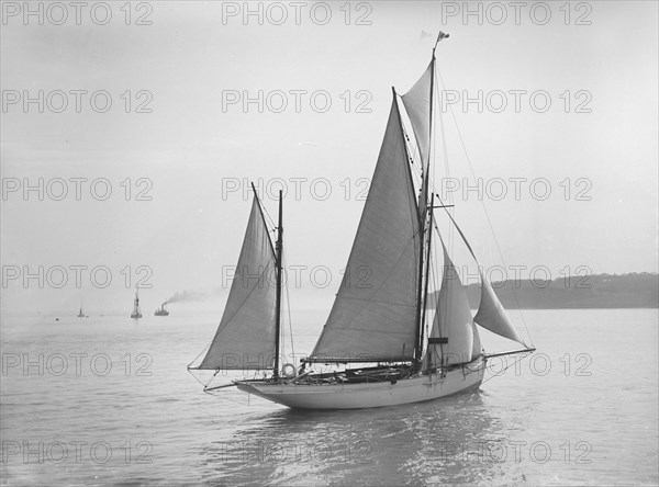 Yawl under way, 1911 Creator: Kirk & Sons of Cowes.