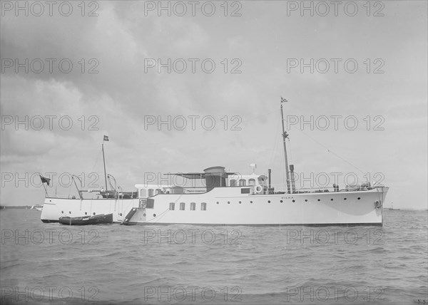 The motor yacht 'Wilma' at anchor, 1936. Creator: Kirk & Sons of Cowes.