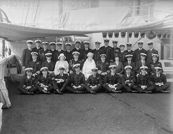 Queen Mary and King George V on board 'HMY Victoria and Albert', 1930. Creator: Kirk & Sons of Cowes.