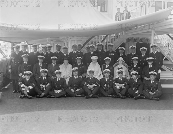 King George V and Queen Mary on board 'HMY Victoria and Albert', 1931. Creator: Kirk & Sons of Cowes.