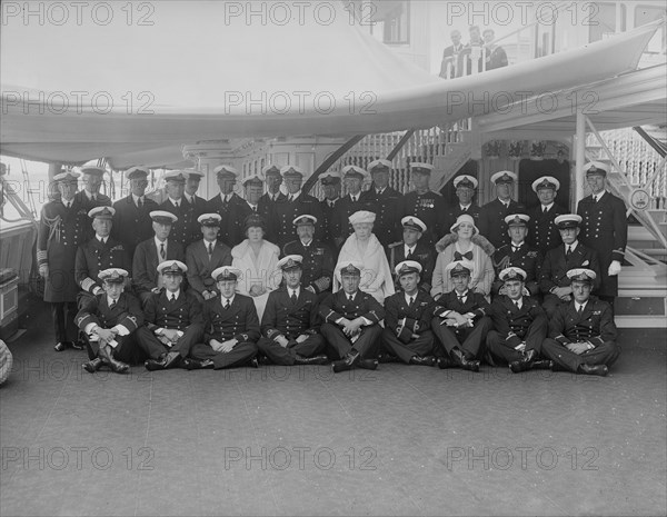 King George V and Queen Mary on board 'HMY Victoria and Albert', 1931. Creator: Kirk & Sons of Cowes.