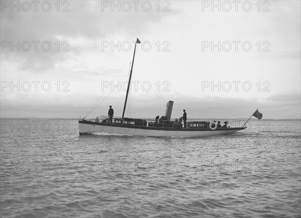 The steam yacht 'Narwhal' under way, 1913. Creator: Kirk & Sons of Cowes.