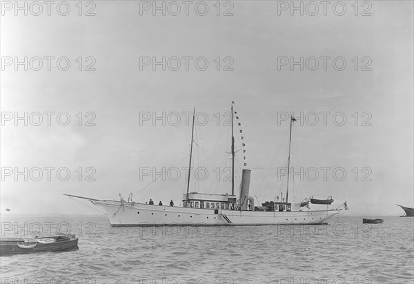 The steam yacht 'Sea Fay' at anchor, 1921. Creator: Kirk & Sons of Cowes.
