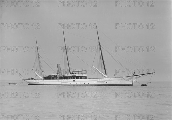 The three mast steam yacht 'Aries', 1911. Creator: Kirk & Sons of Cowes.