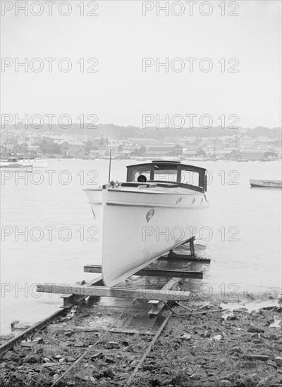 Wolseley motor launch on slipway, 1914. Creator: Kirk & Sons of Cowes.