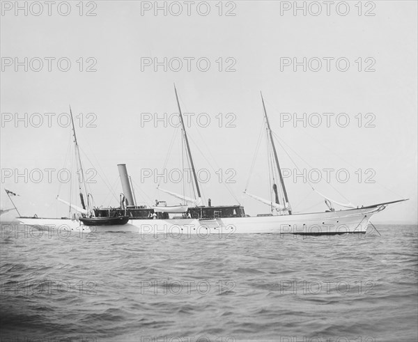 The steam yacht 'Isa' at anchor. Creator: Kirk & Sons of Cowes.