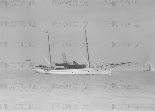 The steam yacht 'Branwyn' under way, 1911. Creator: Kirk & Sons of Cowes.