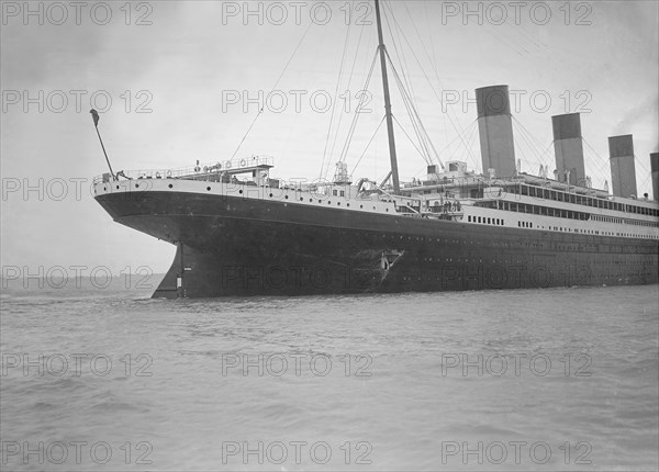 Hole torn in the hull of 'RMS Olympic' after the collision with 'HMS Hawke' in the Solent, 1911. Creator: Kirk & Sons of Cowes.