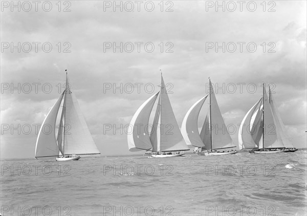 The Big Five J Class yachts racing downwind, 1934. Creator: Kirk & Sons of Cowes.