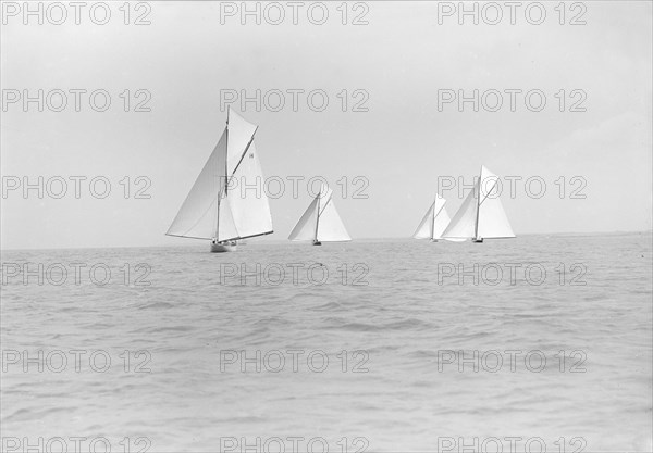 Group of cruisers on Cowes to Weymouth race, 1913. Creator: Kirk & Sons of Cowes.