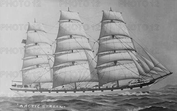 Painting of three masted cargo schooner 'Arctic Stream'. Creator: Kirk & Sons of Cowes.