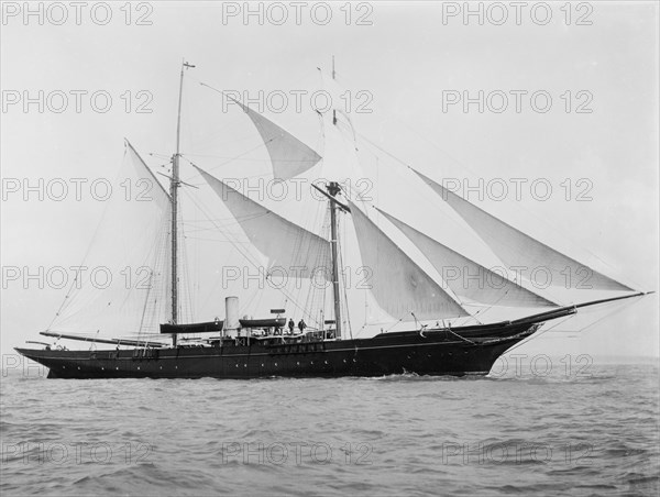 An unknown topsail schooner under way. Creator: Kirk & Sons of Cowes.