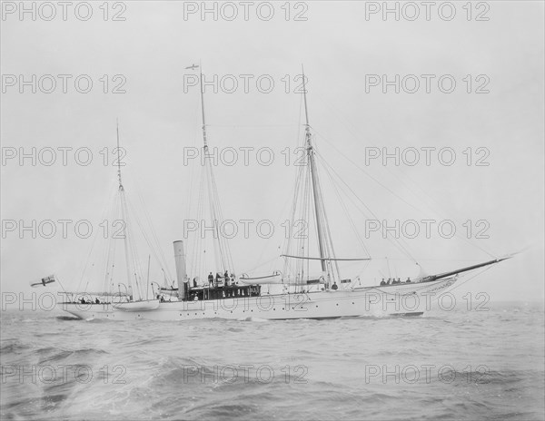 Steam yacht under way. Creator: Kirk & Sons of Cowes.