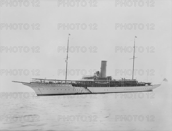 Steam yacht at anchor. Creator: Kirk & Sons of Cowes.