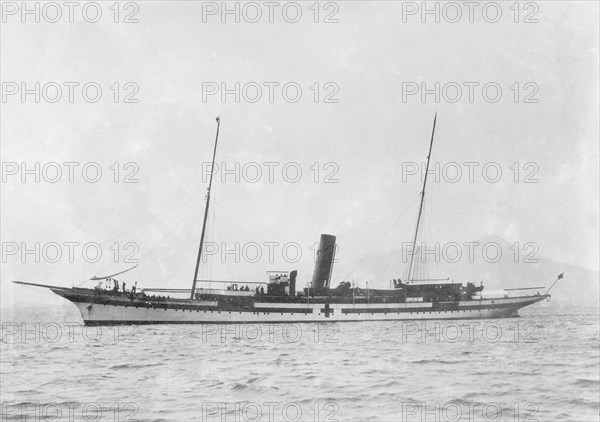 Hospital ship at anchor. Creator: Kirk & Sons of Cowes.