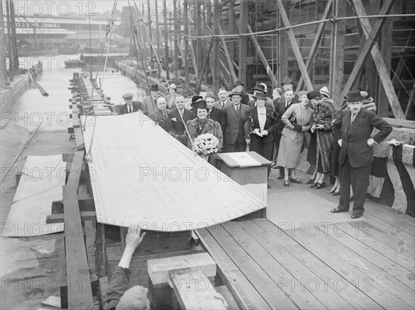 J. S. White laying the keel of the Brazilian destroyer 'Javary', 30th March 1938. Creator: Kirk & Sons of Cowes.
