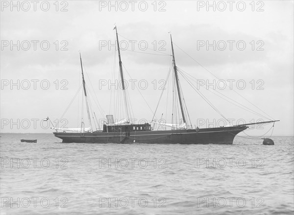 The steam yacht 'Stella' at anchor, 1912. Creator: Kirk & Sons of Cowes.
