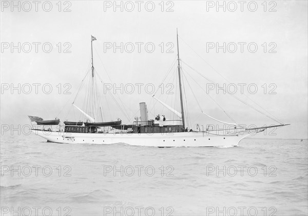 The steam yacht 'Latona' under way, 1912. Creator: Kirk & Sons of Cowes.