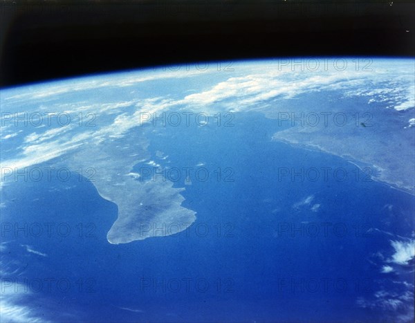 Baja California and the Sea of Cortes, seen from aboard the first Space Shuttle flight, April 1981. Creator: NASA.