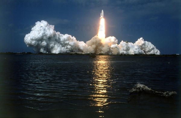 Space Shuttle 'Columbia' lifting off, Kennedy Space Center, Merritt Island, Florida, USA, 1980s. Creator: NASA.