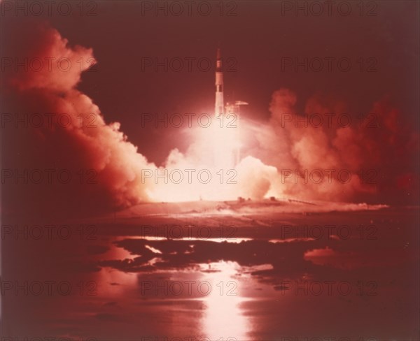 Rocket lifting off, Kennedy Space Center, Merritt Island, Florida, USA. Creator: NASA.