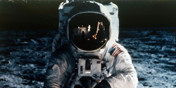 Buzz Aldrin on the Moon, Apollo II mission, July 1969.  Creator: Neil Armstrong.