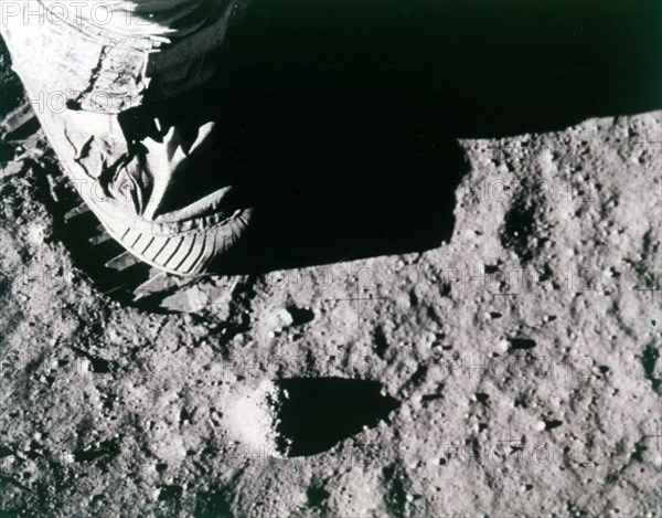 Buzz Aldrin's footprint on the Moon, Apollo 11 mission, July 1969.  Creator: Buzz Aldrin.