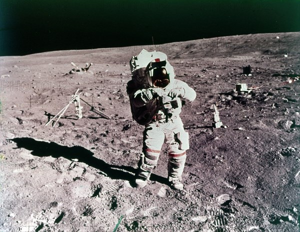 Astronaut John Young on the lunar surface, Apollo 16 mission, April 1972. Creator: Charles Duke.