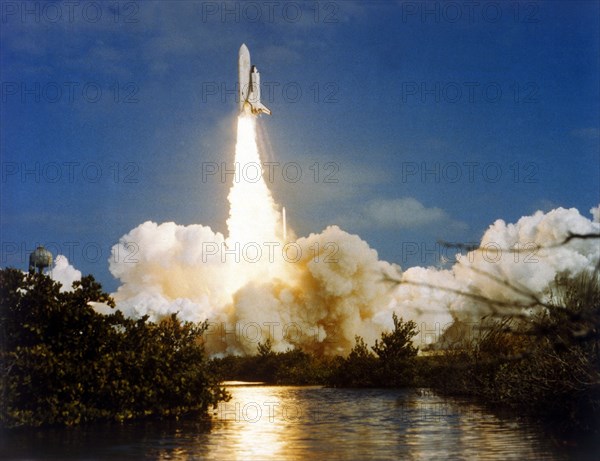 Lift off, second Space Shuttle flight, Kennedy Space Center, Merritt Island, Florida, USA, 1981.  Creator: NASA.