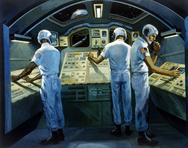 Space Shuttle - artist's concept of interior, 1980s. Creator: NASA.